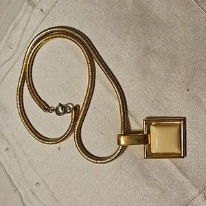 Vintage 60's Crown Trifari Beige Lucite Pendant Necklace